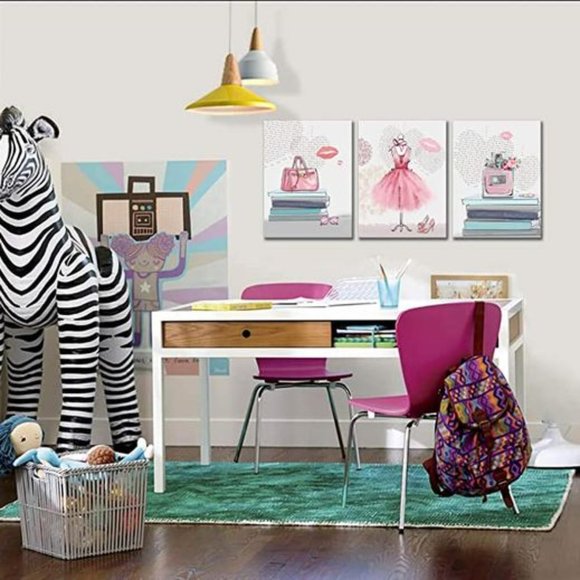 Art Canvas Wall Art For Girls Bedroom Pink Fashion Wall Decoration 3